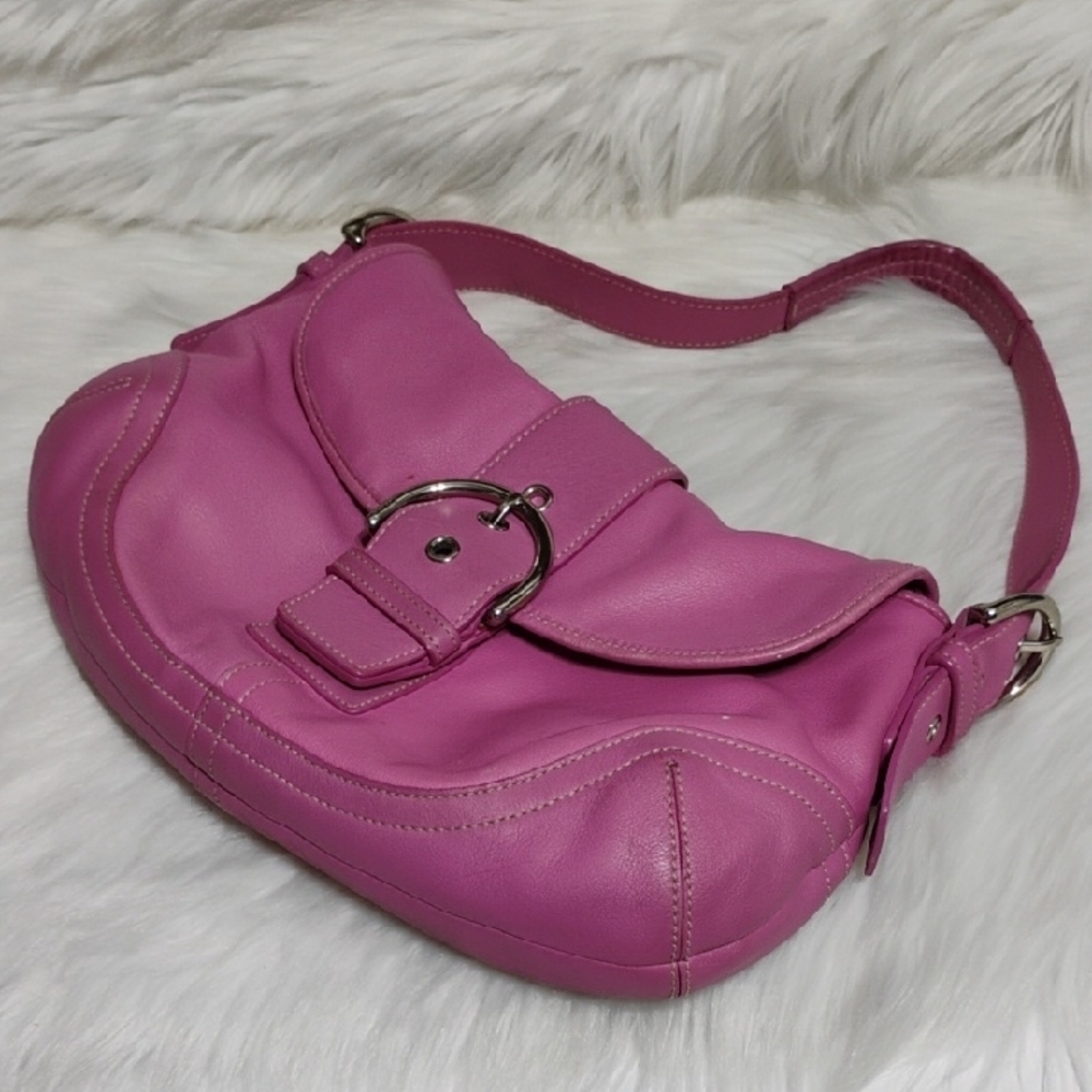 SALE! RARE! Authentic Coach Pink Y2K Soho Hobo Large Leather Shoulder Bag - Picture 15 of 16